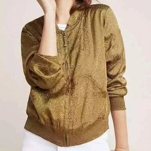 Anthropologie Maeve satin bomber jacket track jacket